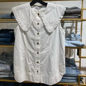 Ganni white sleeveless top